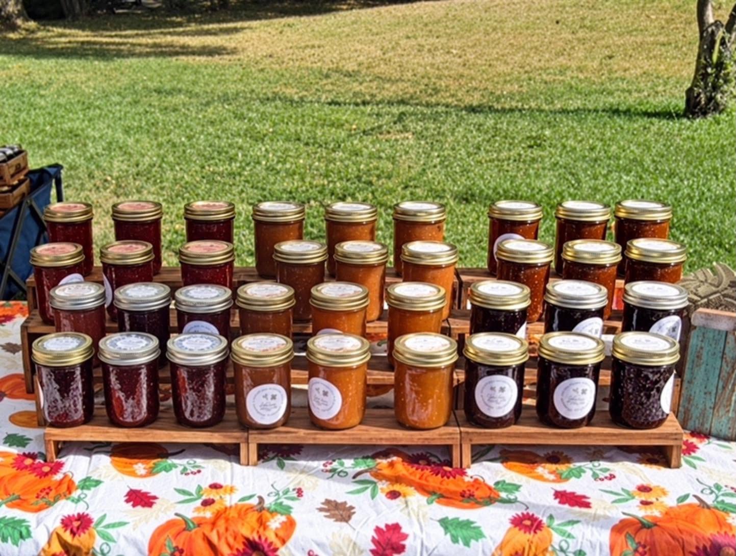 Faithfully Made jars displayed at an outdoor market